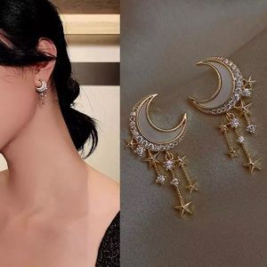 Beautiful Moon & Stars Dangle Earrings Accessories Jewelry